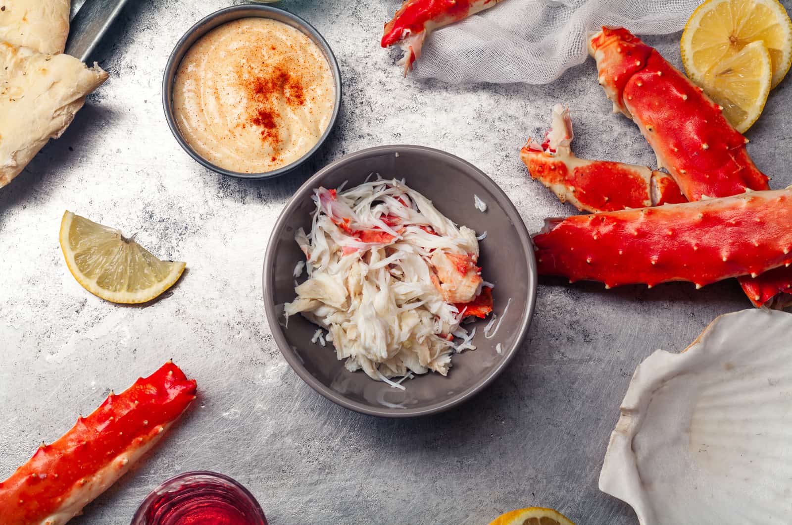 crab meat in bowl on table