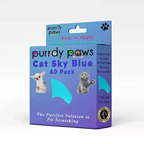 Purrdy Paws 40 Pack Soft Nail Caps for Cat Claws Sky Blue Medium