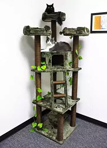 Extra Tall Cat Tree With Green Leaves