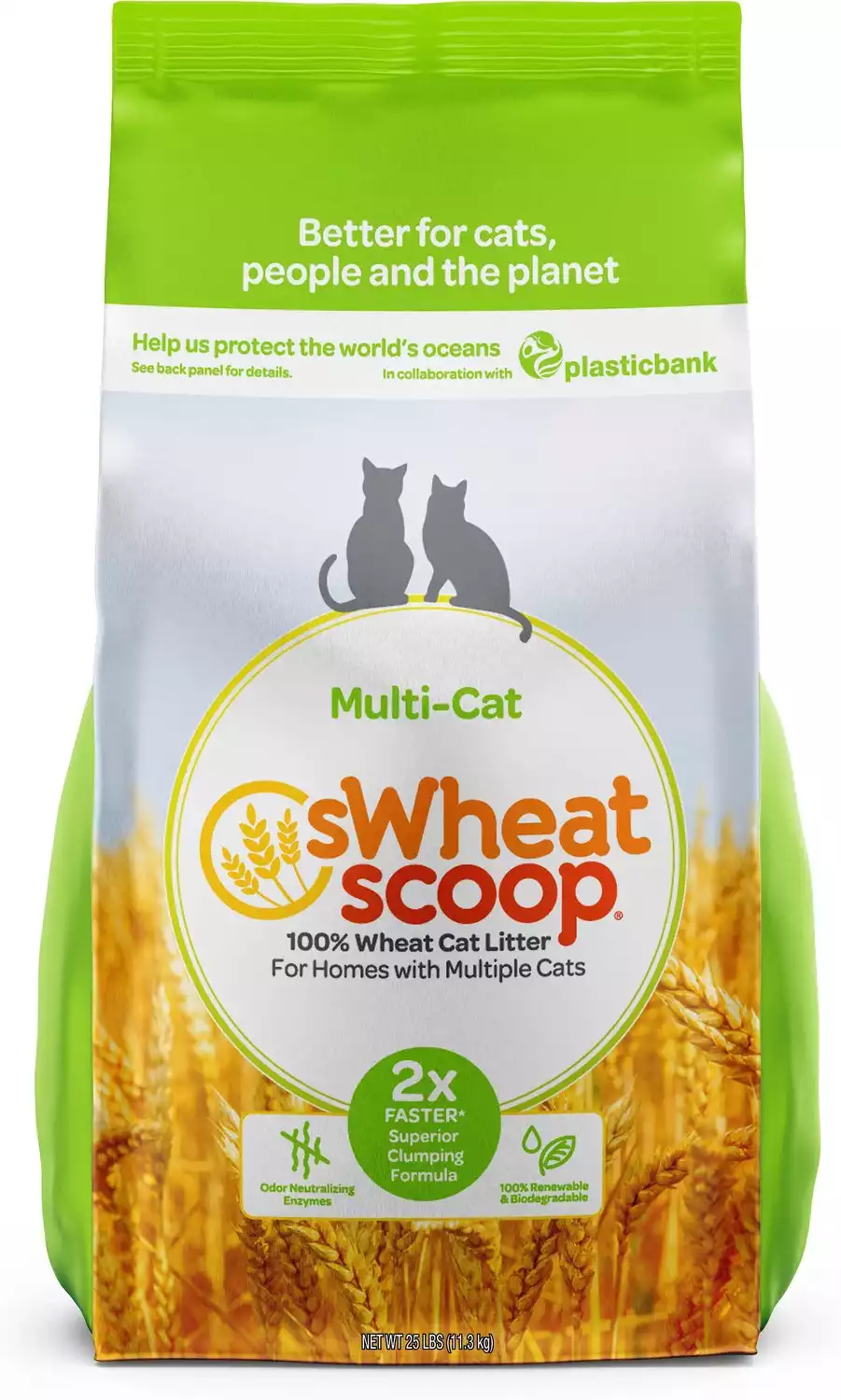 sWheat Scoop Multi-Cat Unscented Clumping Wheat Cat Litter