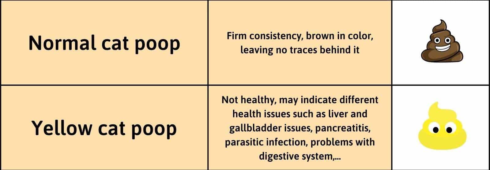 Normal vs yellow cat poop