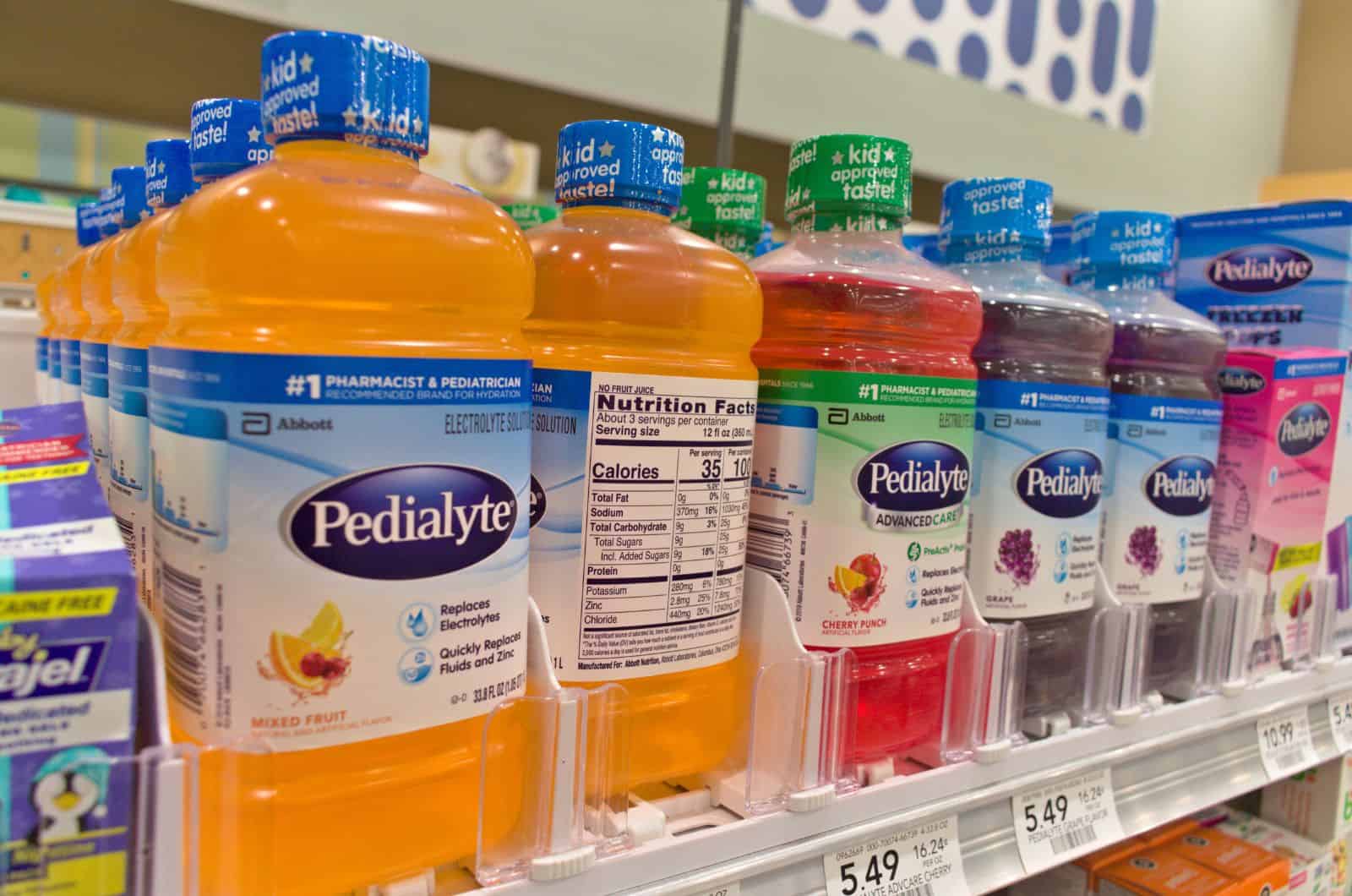 Pedialyte on shelf