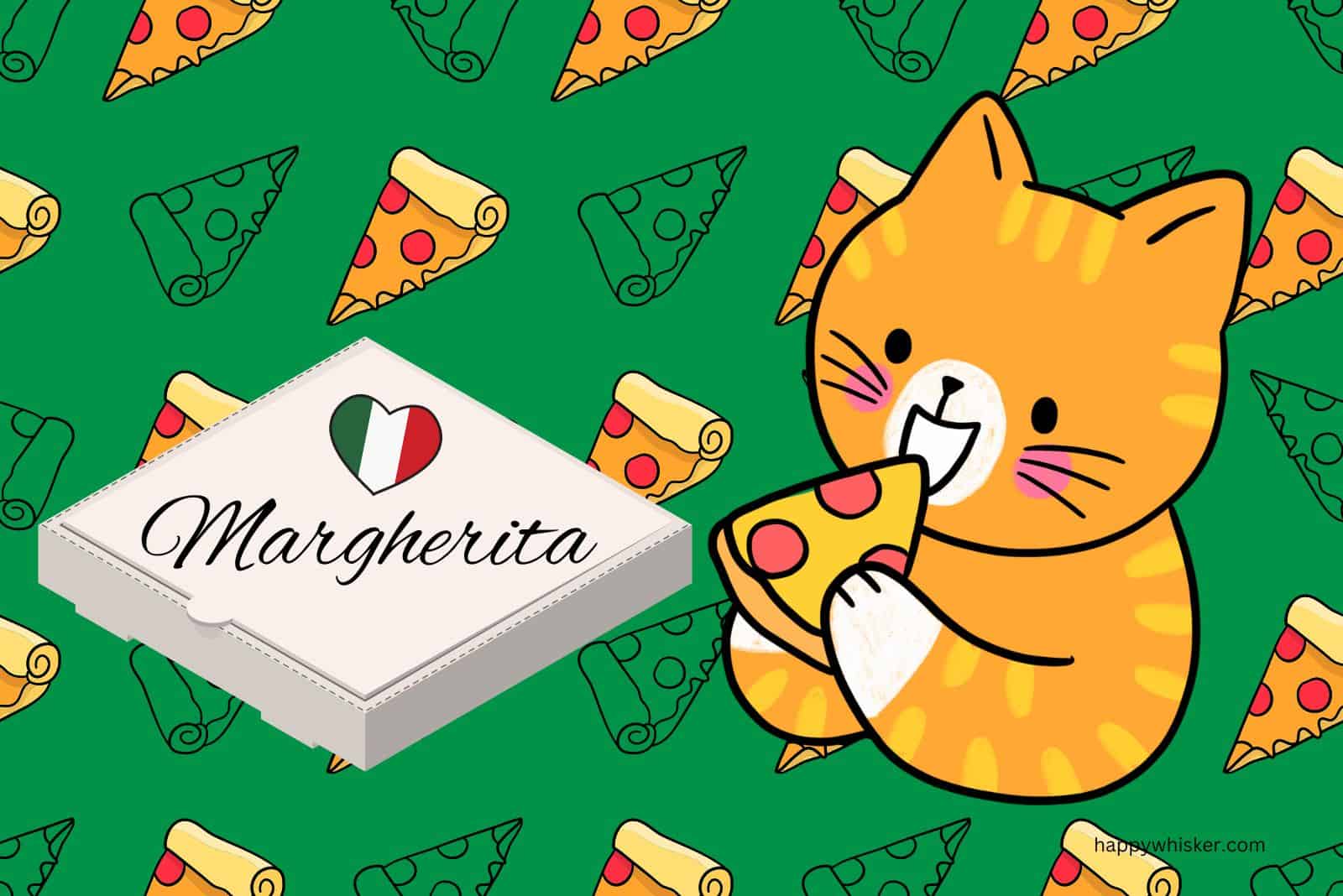 Cat eating pizza Margherita