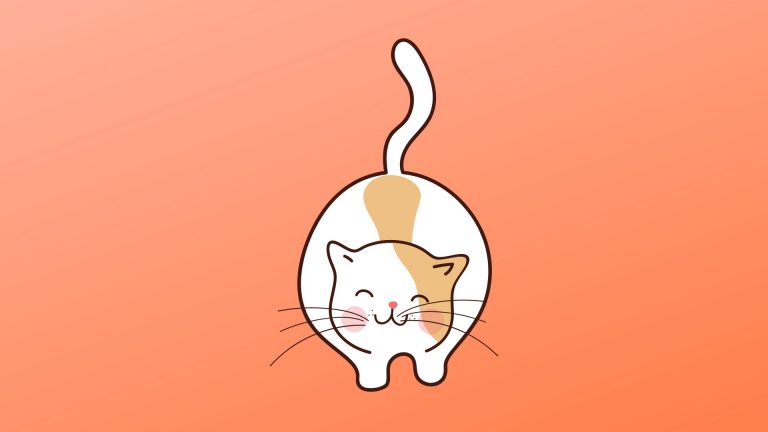 illlustration of cat wiith tail up