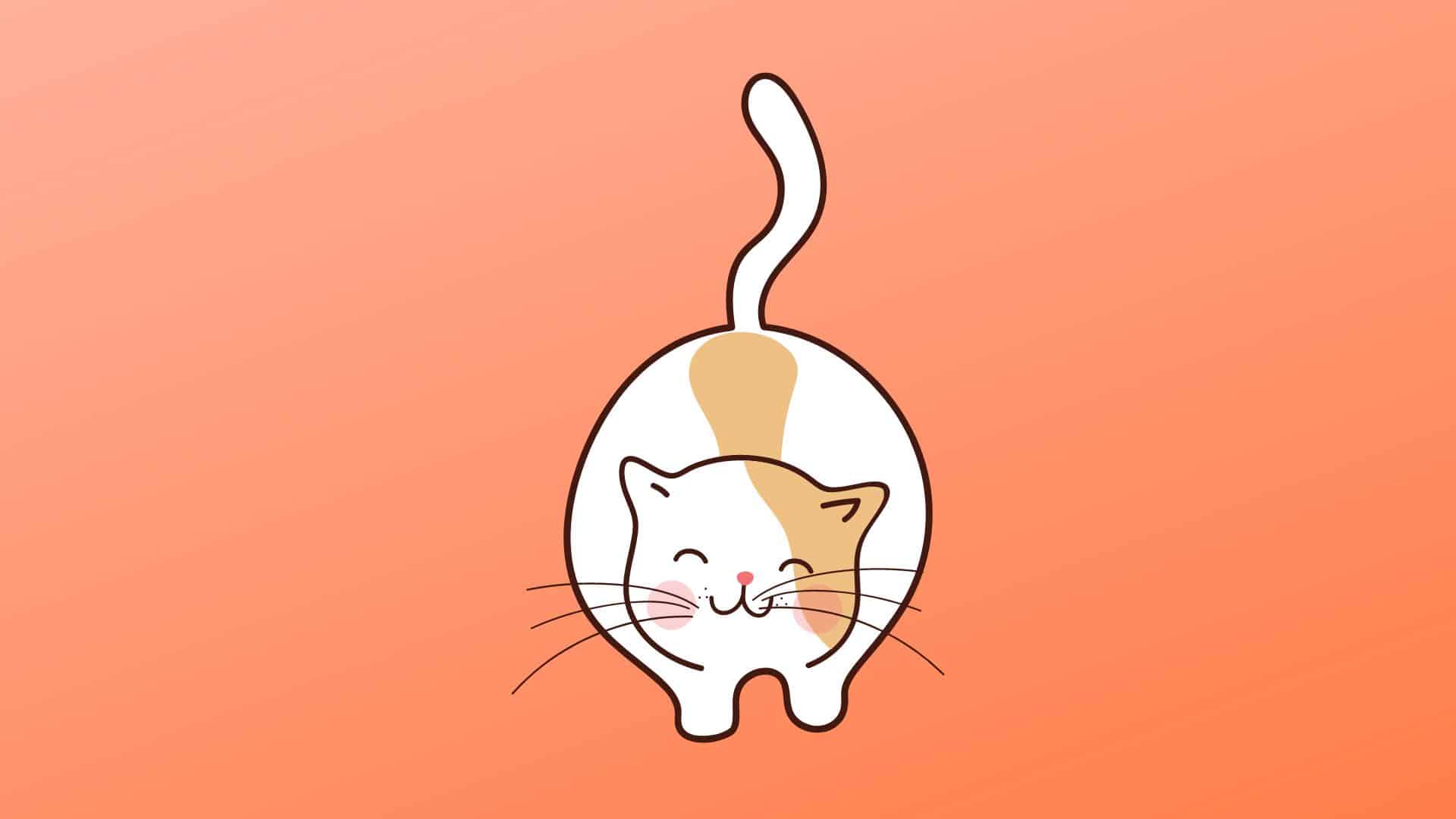 illlustration of cat wiith tail up