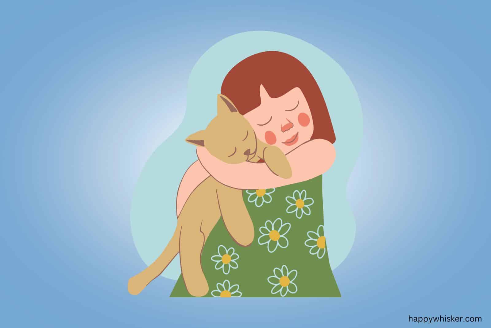 a cat in a girl's arms