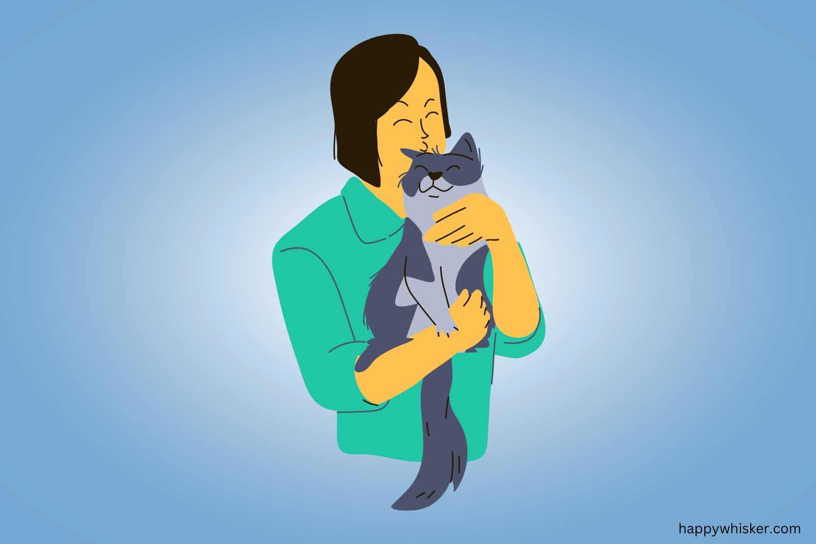 a cat in a man's arms
