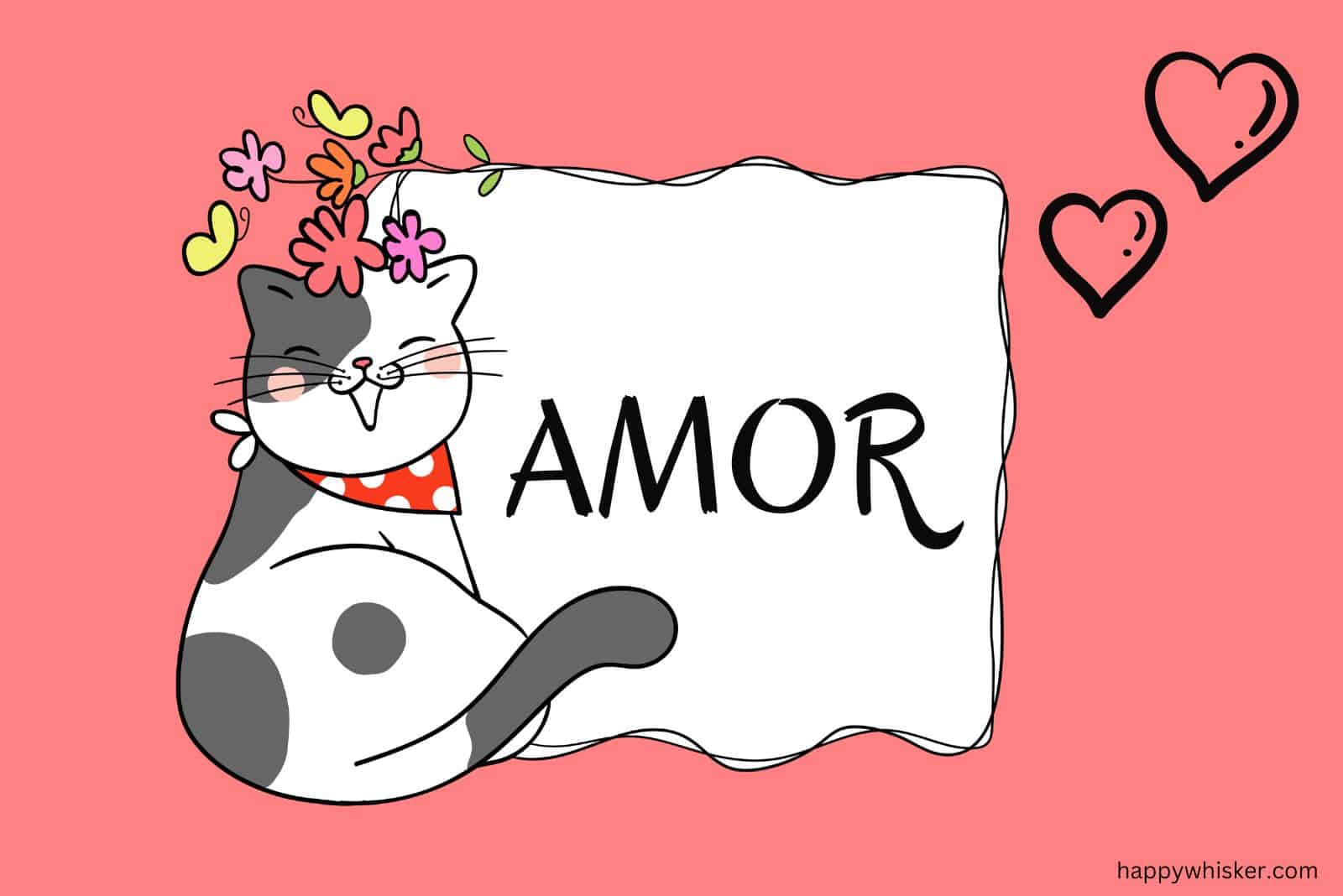 amor cat name pink illustration