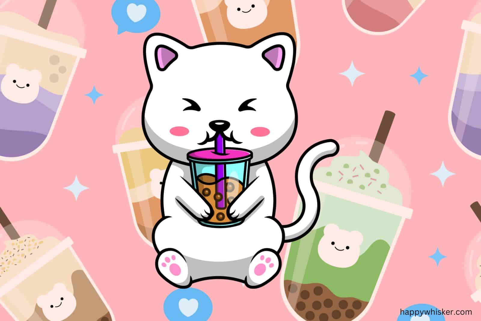 cat drinking bubble tea