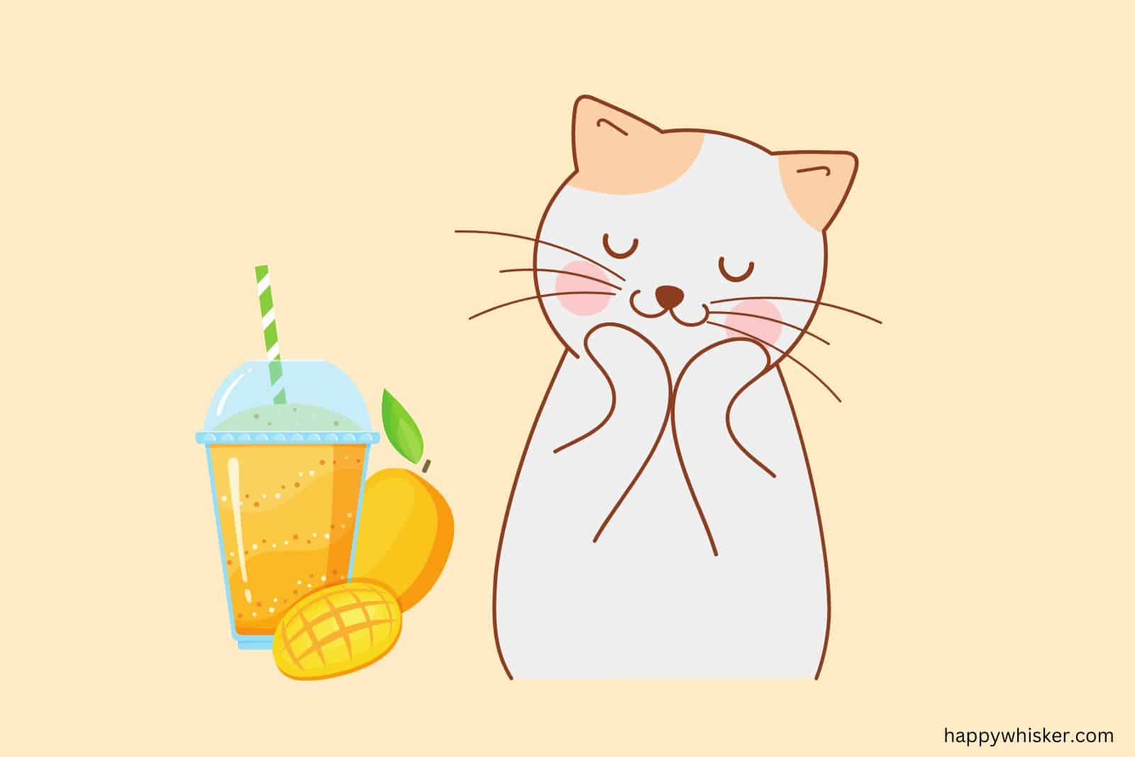 cute cat with mango juice