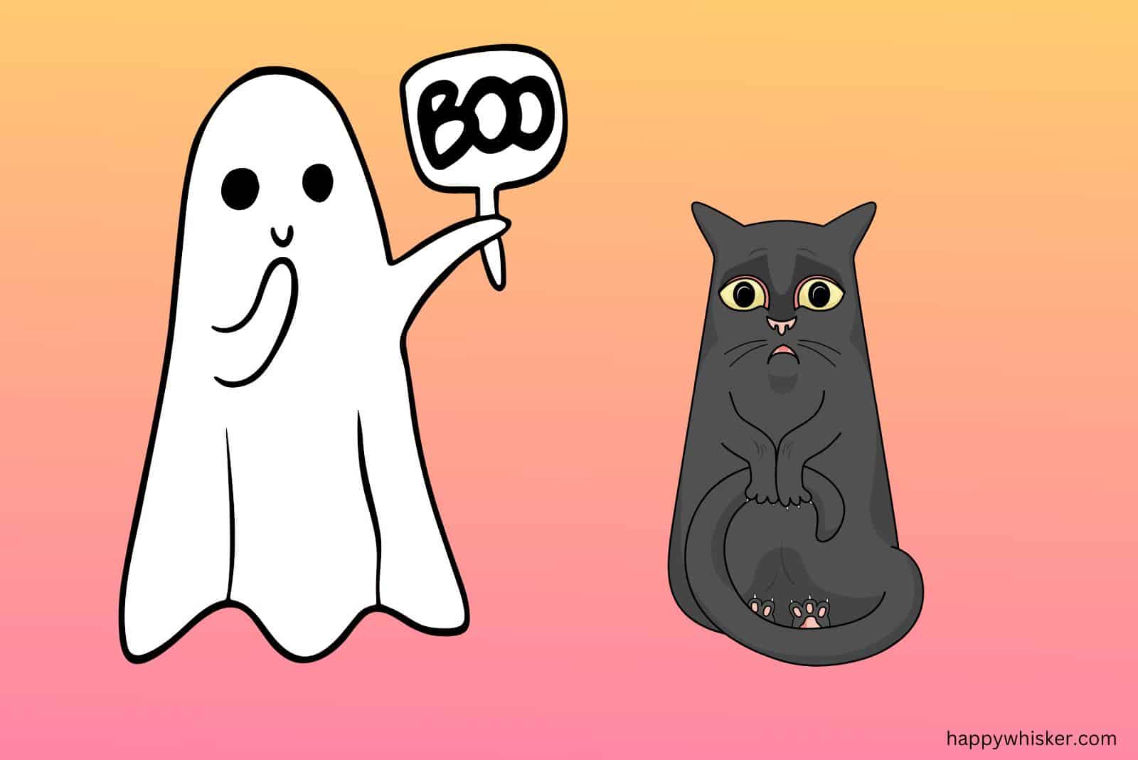 ghost and cat illustration