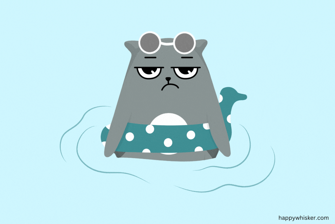 gray cat in the water