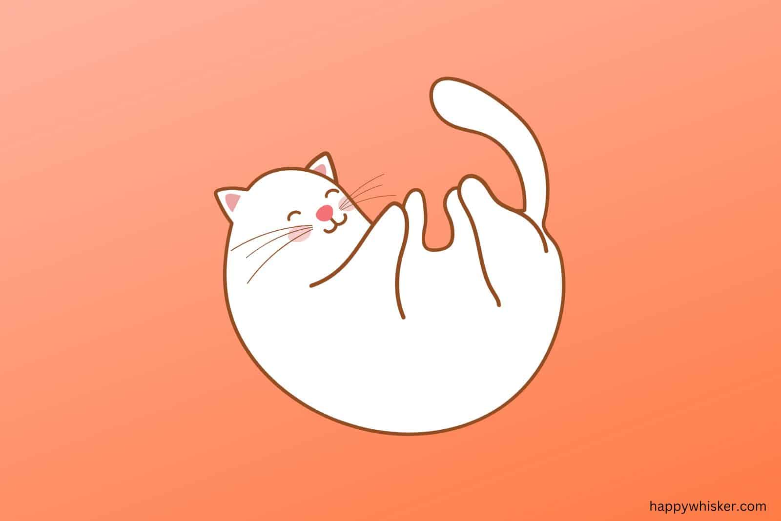 illustration of cat playing with her tail
