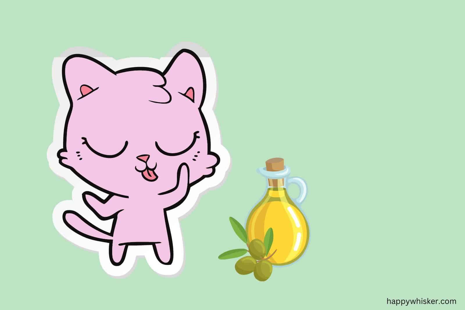 illustration of cat with olive oil
