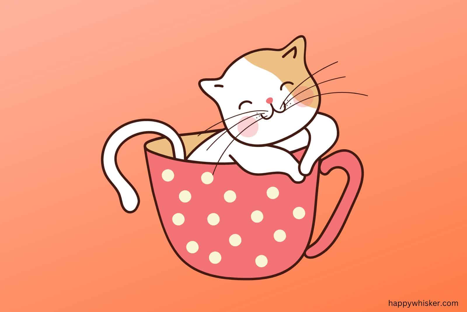 illustration of cute cat in a cup