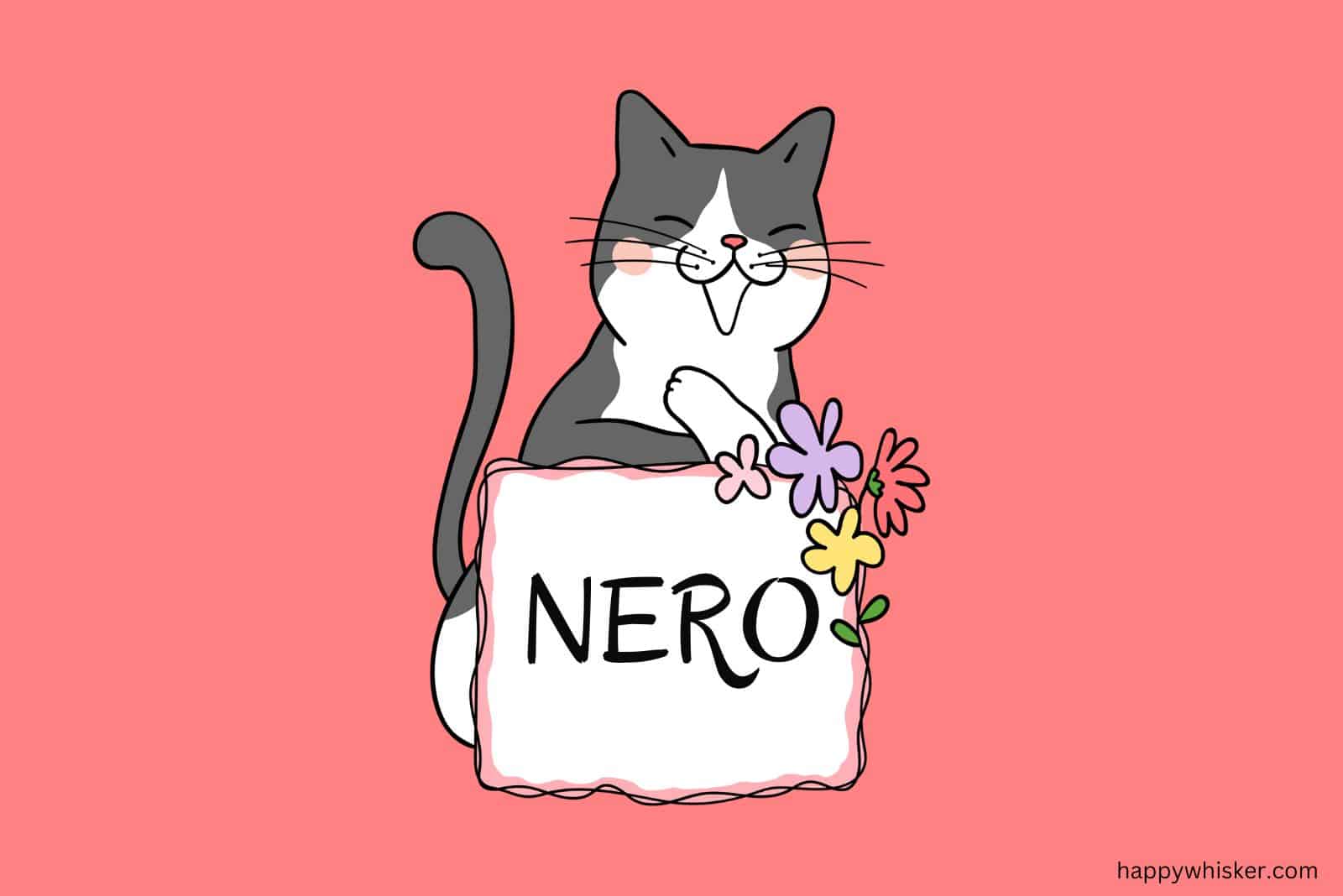 silly cat name nero illustration