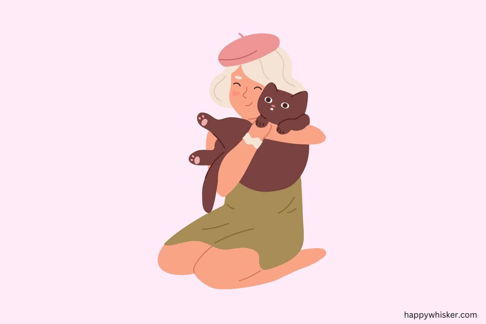 woman hugging with cat