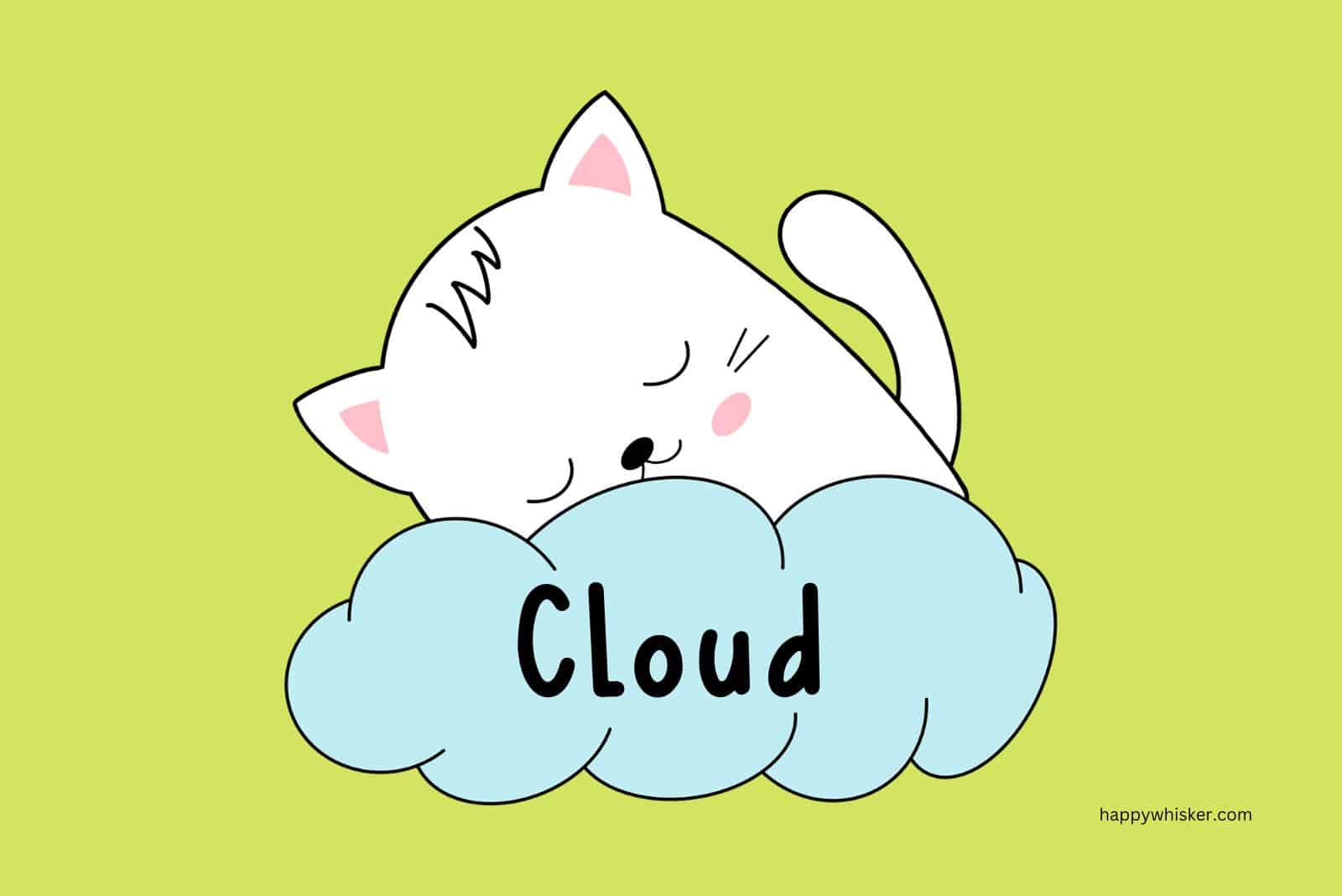 illustration of sleeping cat on the cloud