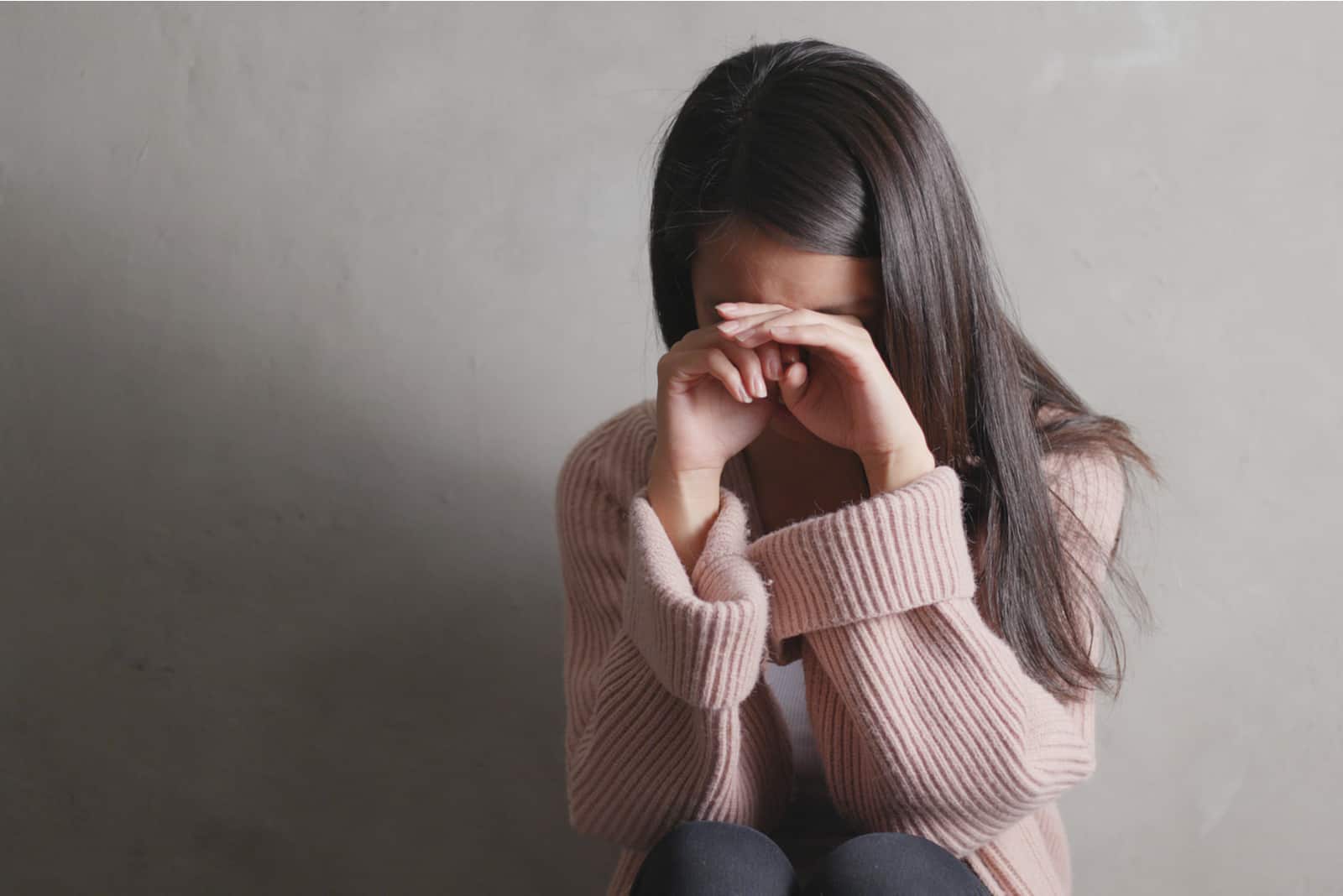 isolated woman crying