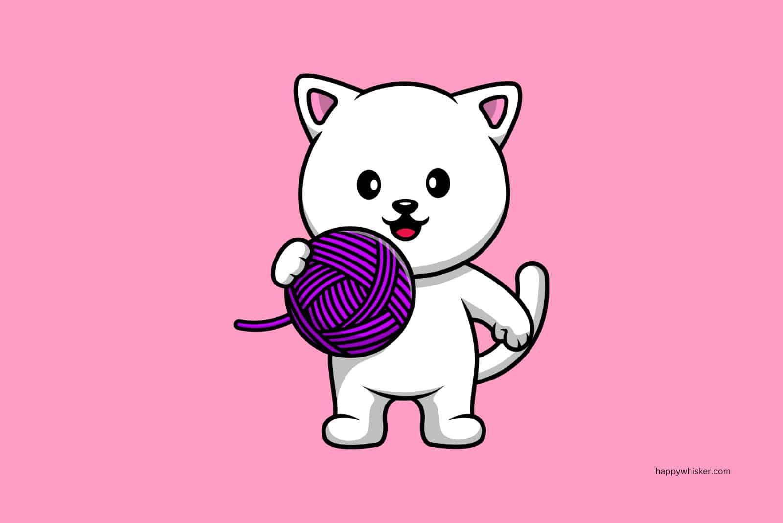 cat with purple ball of strings
