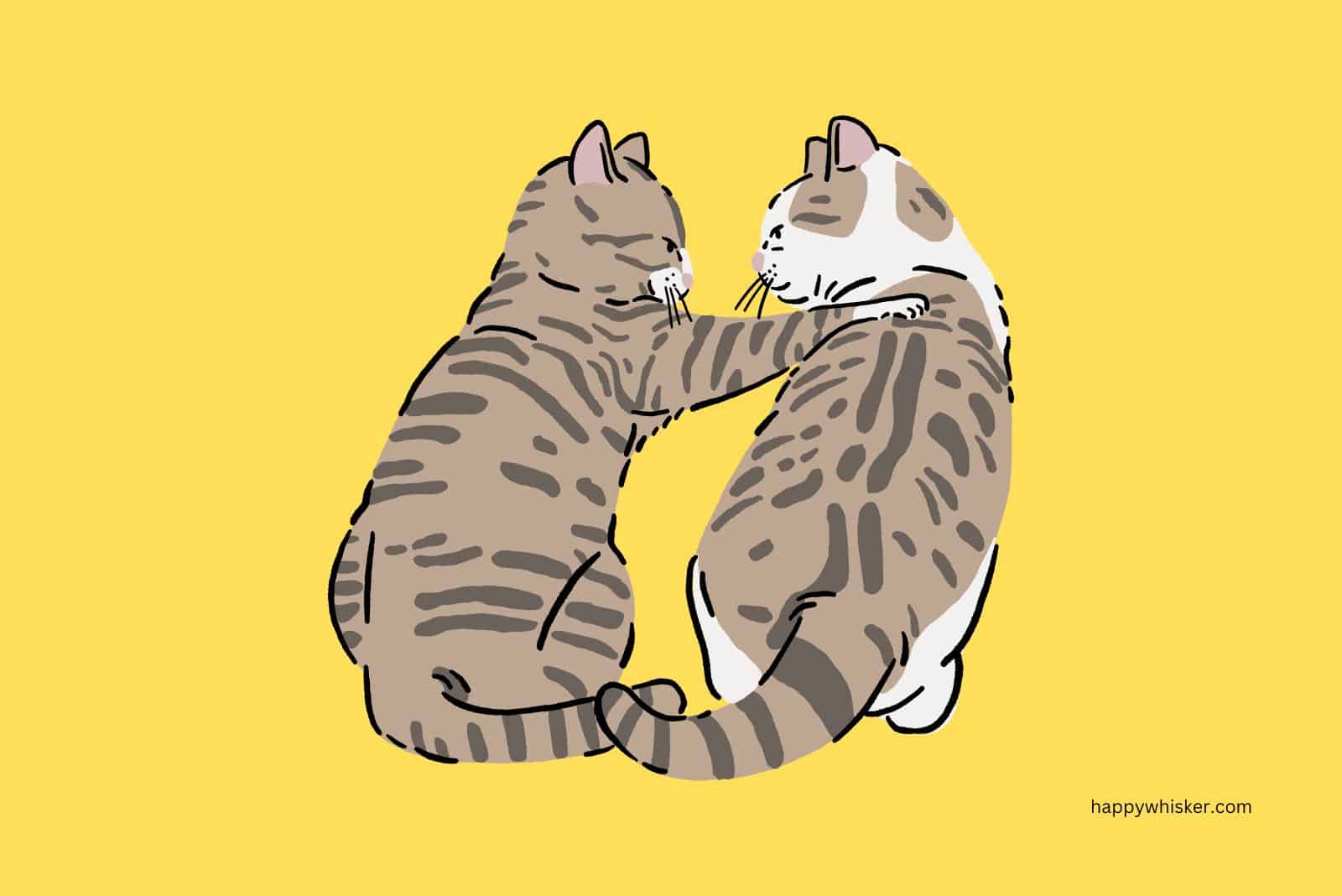 illustration of cat hugging other cat