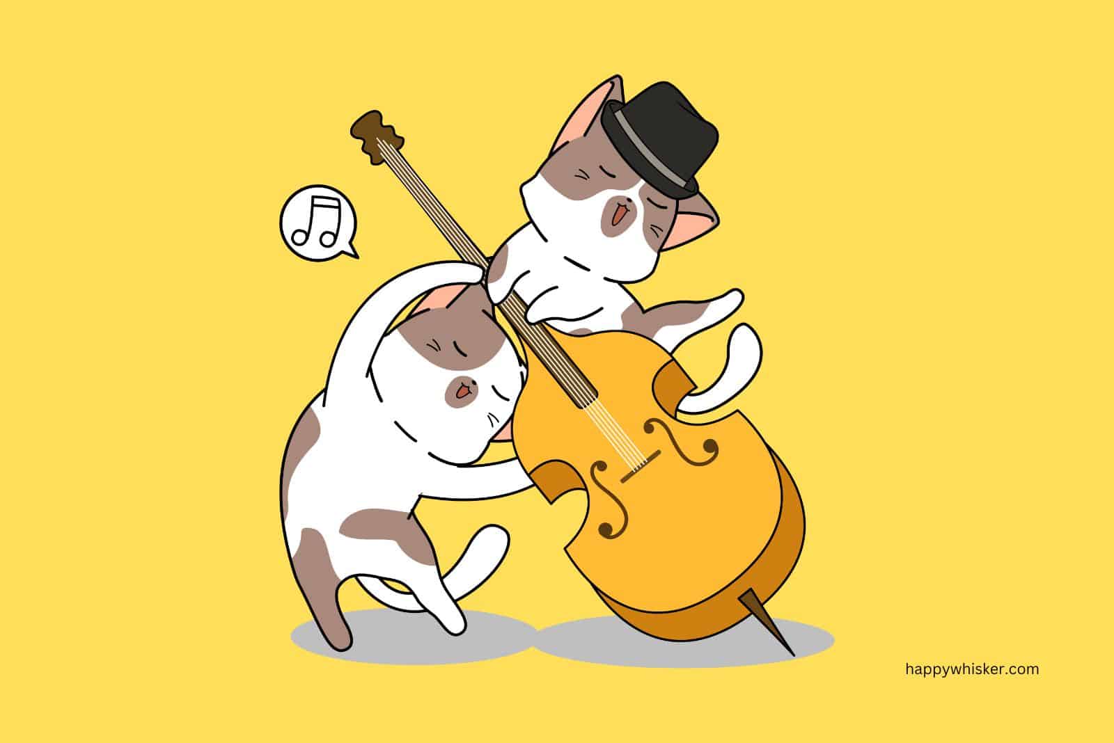 illustration of two cats playing a guitar