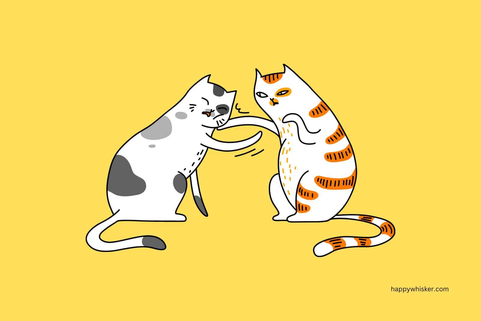 illustration of two cats with strips playing