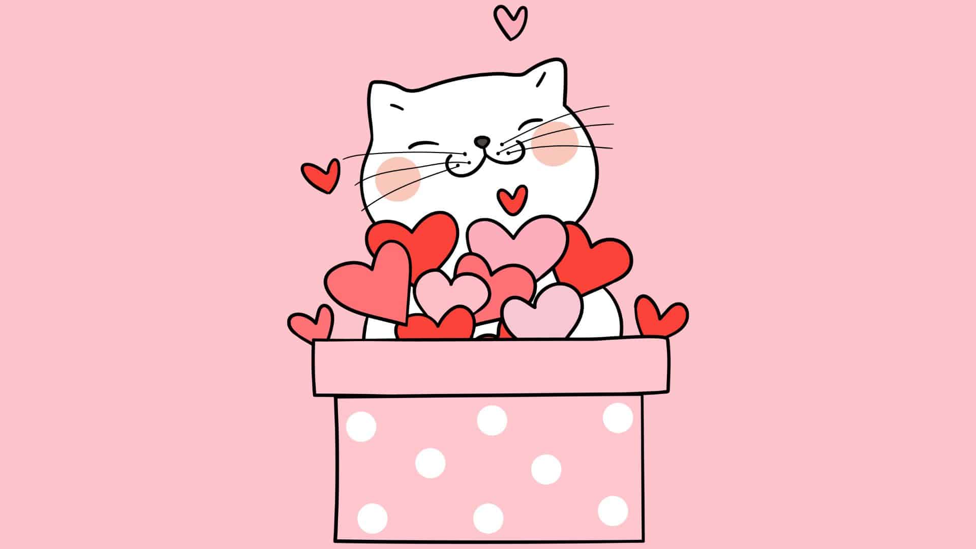 illustration of a cat for valentine's day