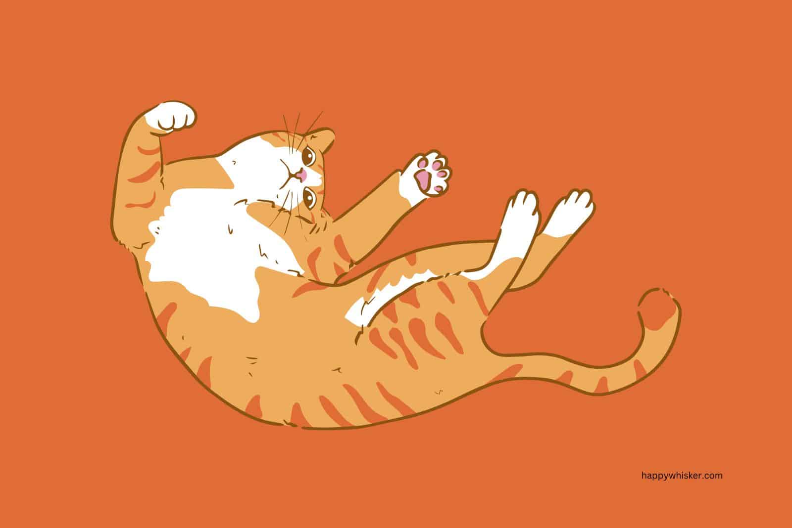 illustration of cat laying on her back