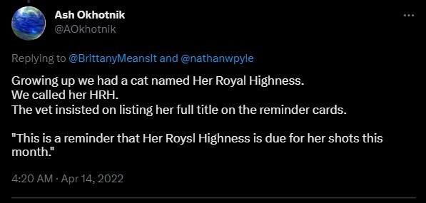 story of a cat named Her Royal Highness