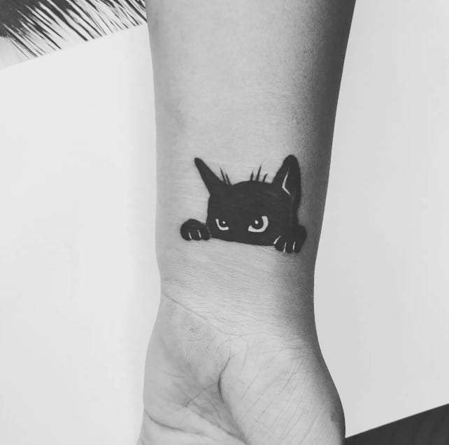 Peeping Cat Tattoo
