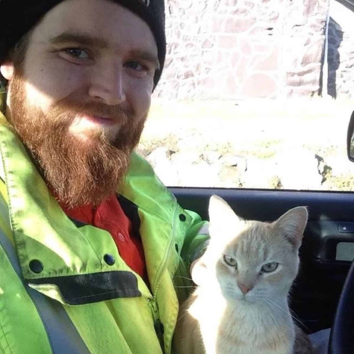 cat with man