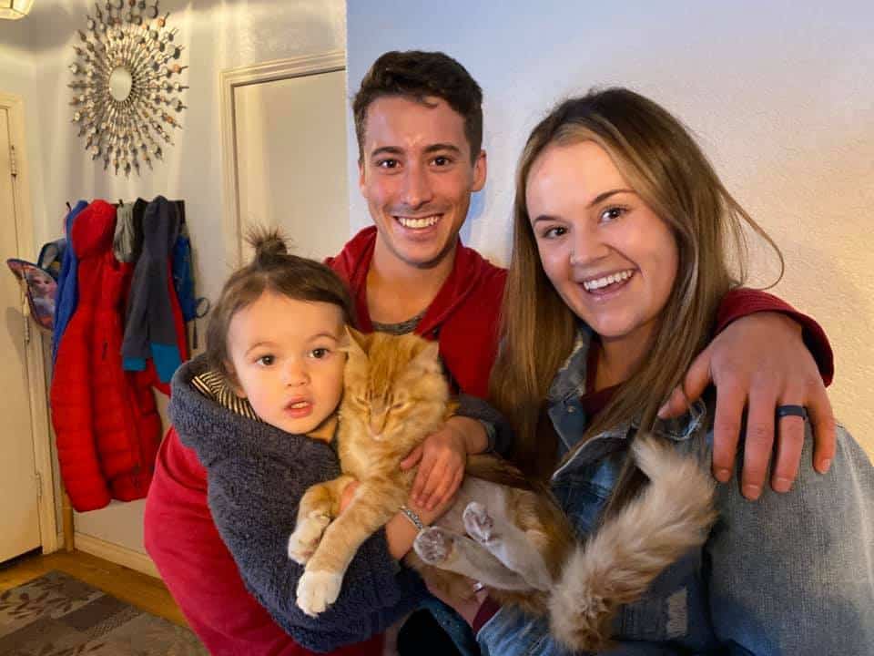 happy family with cat