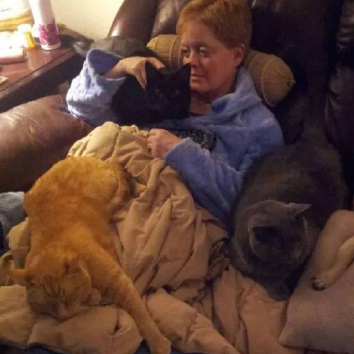woman with cats on the couch (2)