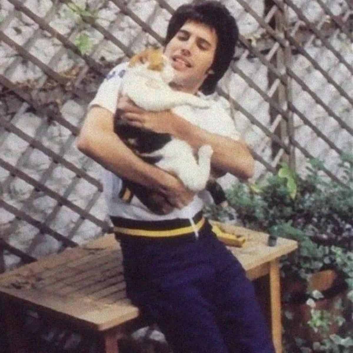 photo of freddie holding his cat
