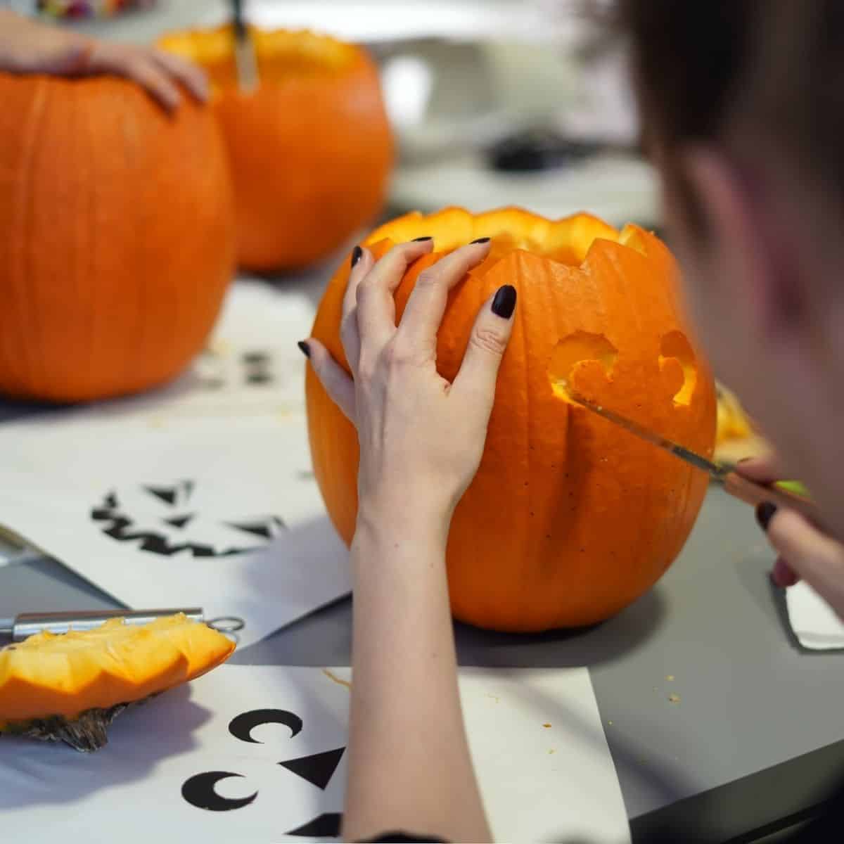 carving the pumpkin