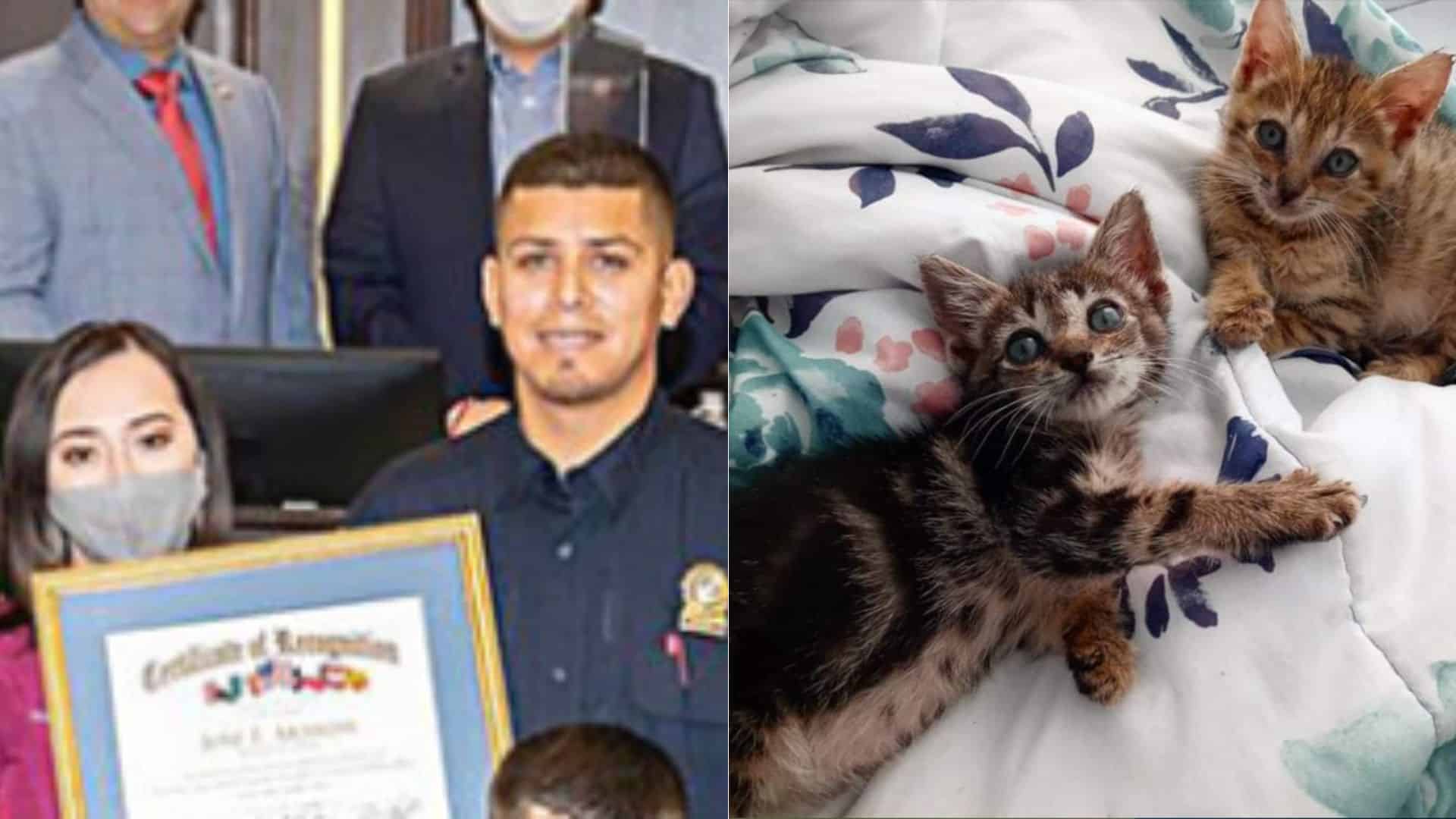 photo of animal control officer and saved cat