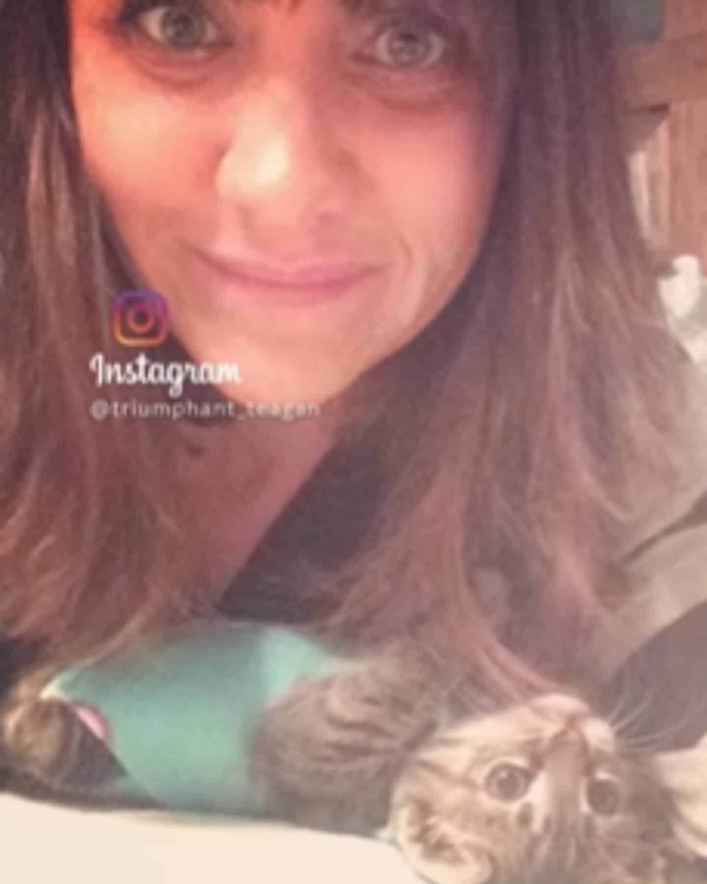instagram post of woman with kitten