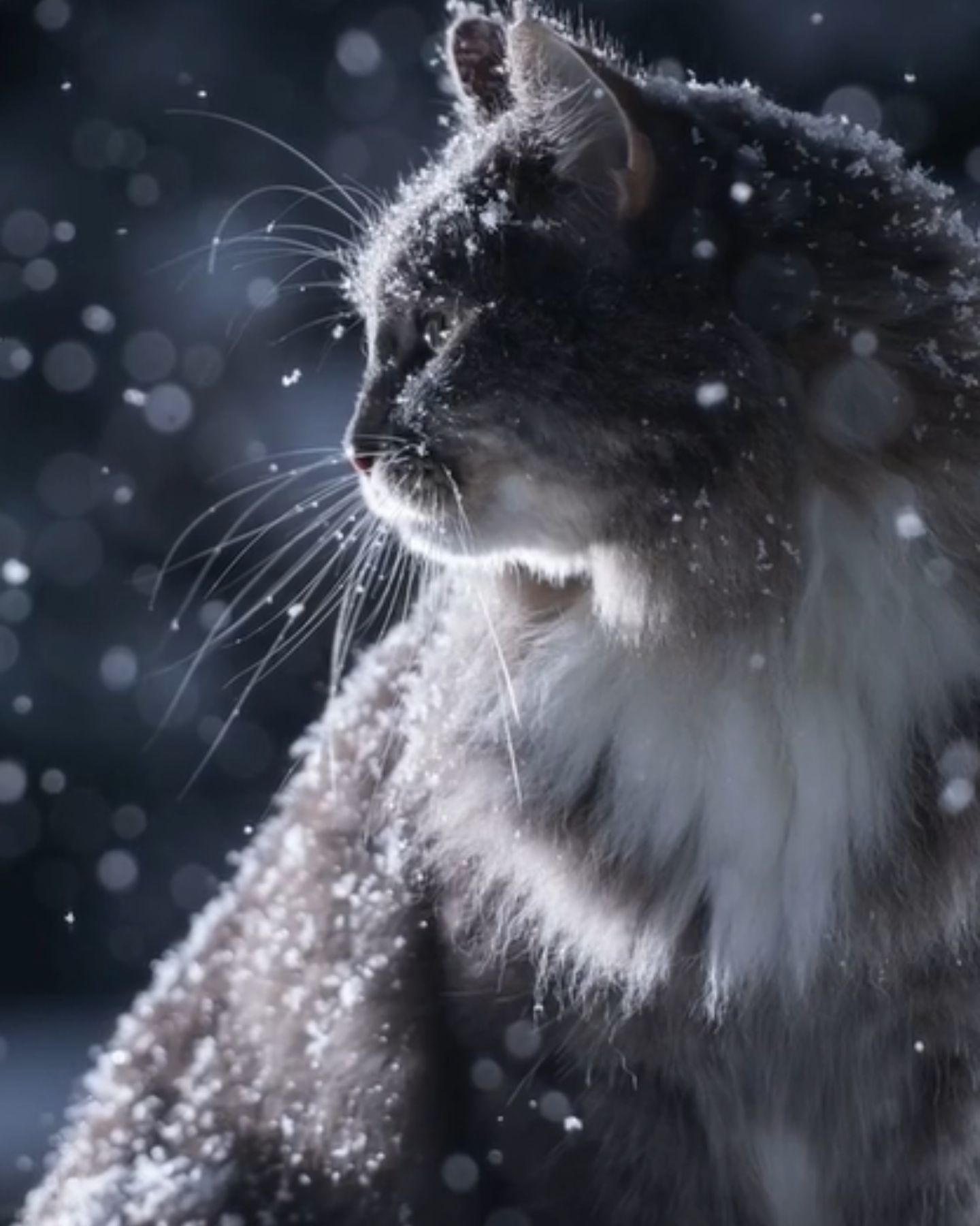 Cute cat in snow