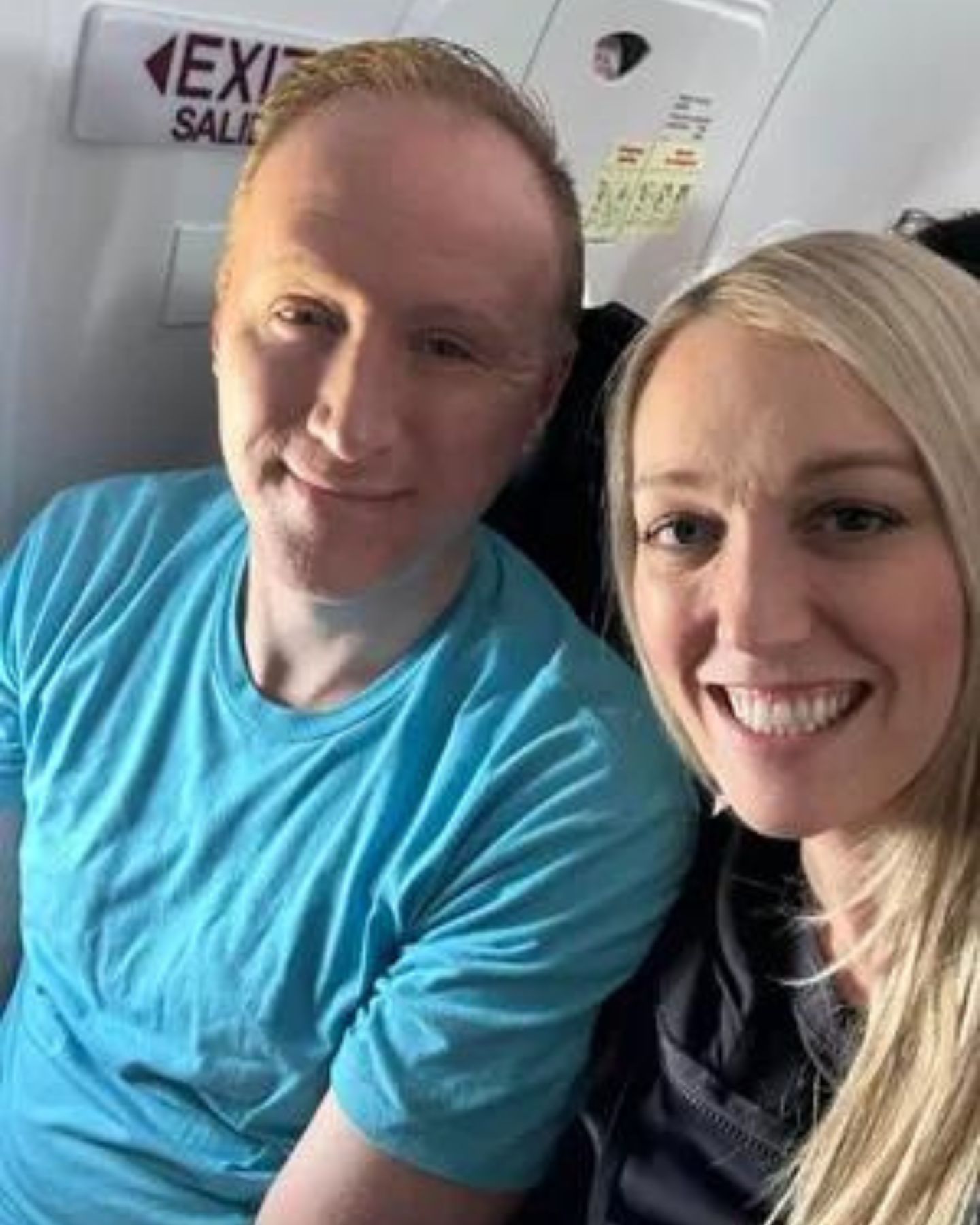 man and woman on a plane
