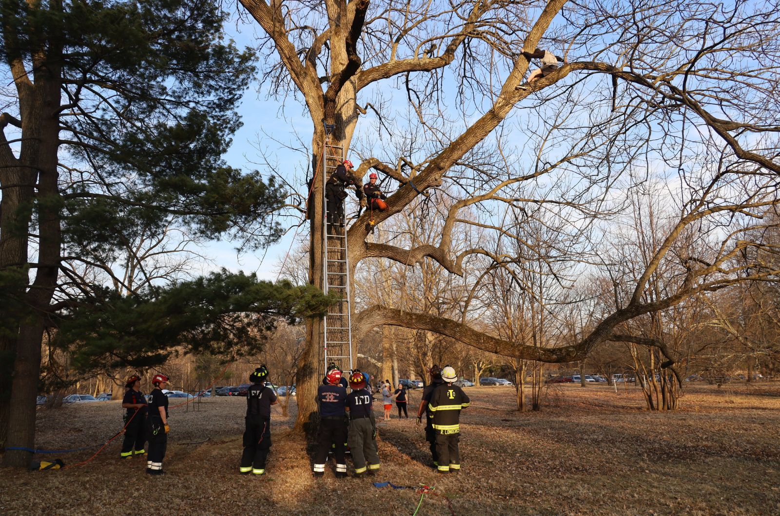 firefighters rescuing the teen