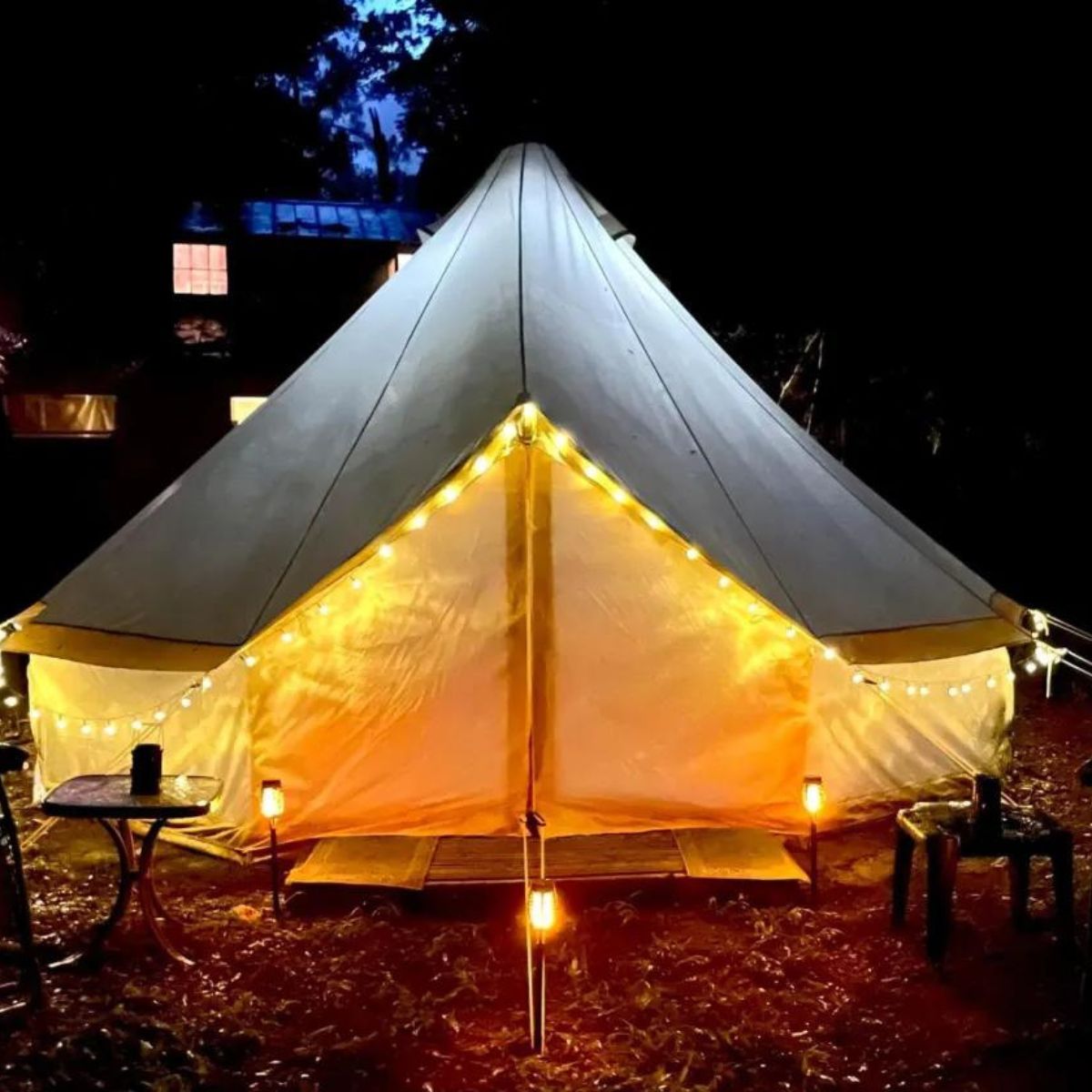 tent with lights