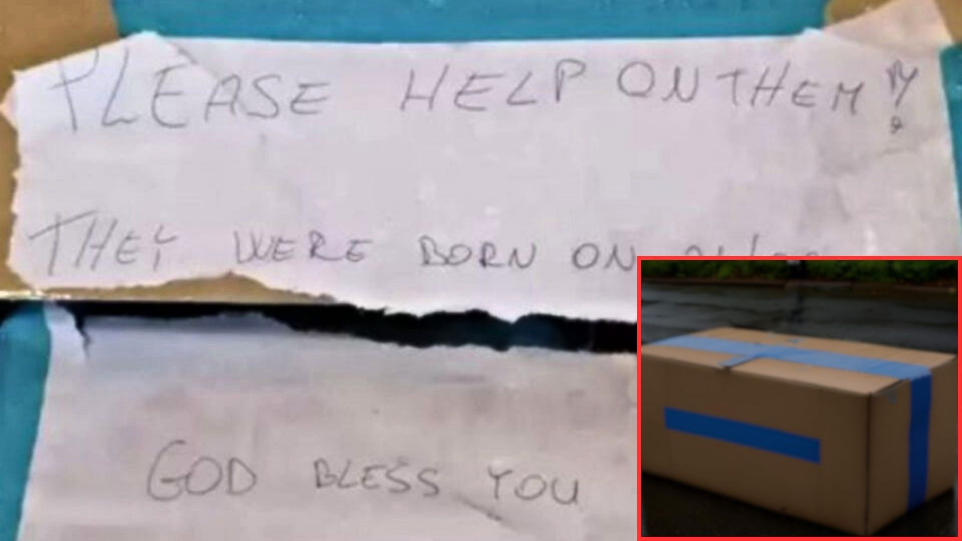 heartbreaking note on cardboard box