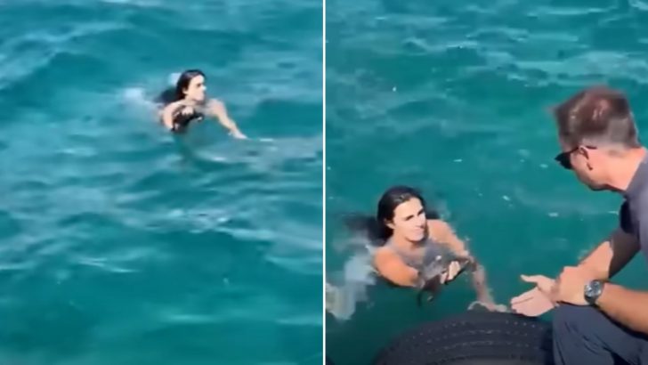 Woman Notices Something Unusual In The Middle Of The Sea And Instantly Jumps To Rescue