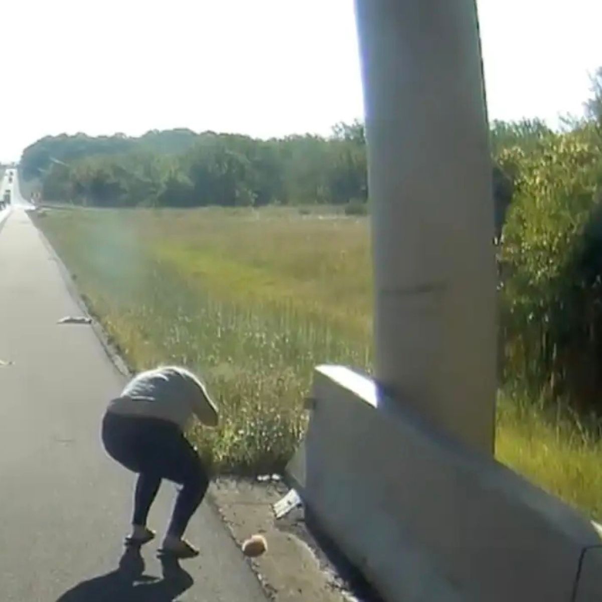 woman on a highway