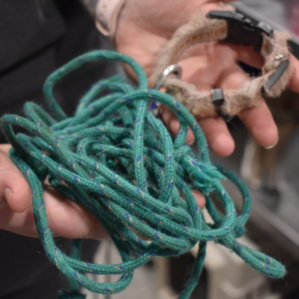 green and brown rope in a man's hands