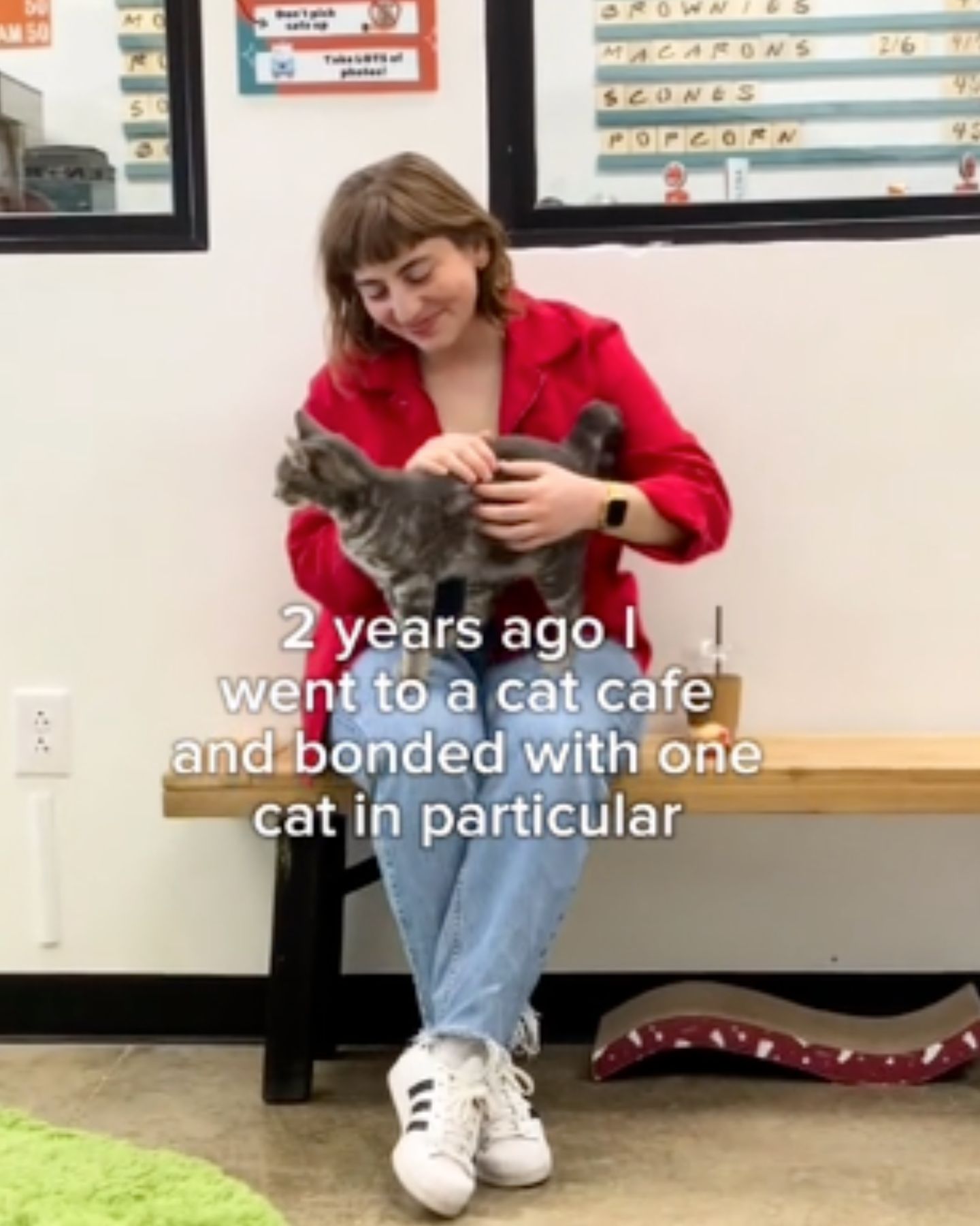 young woman and cat