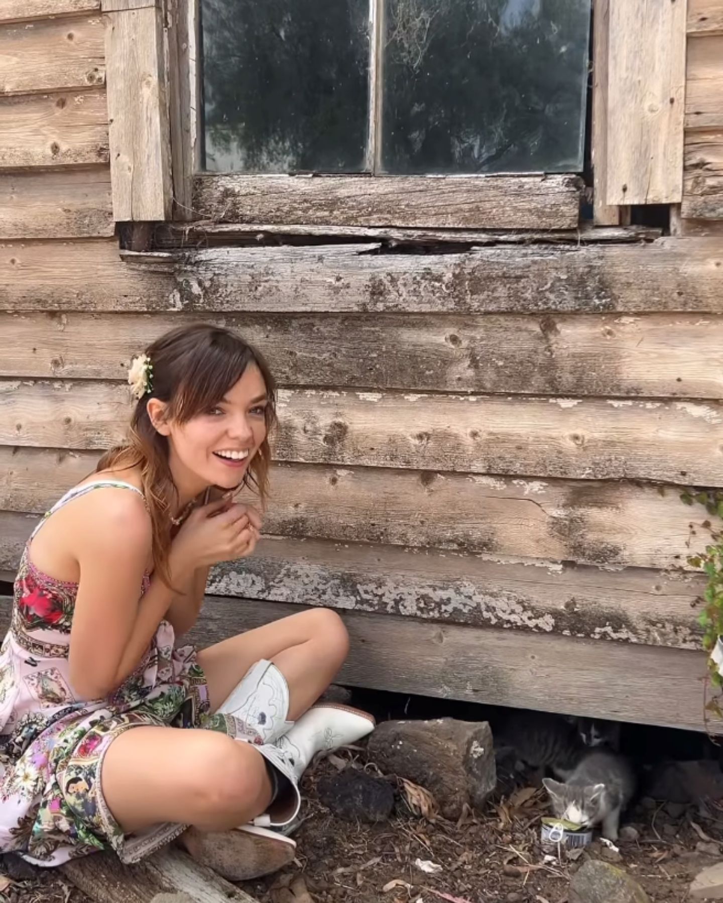 young woman and cute kitten