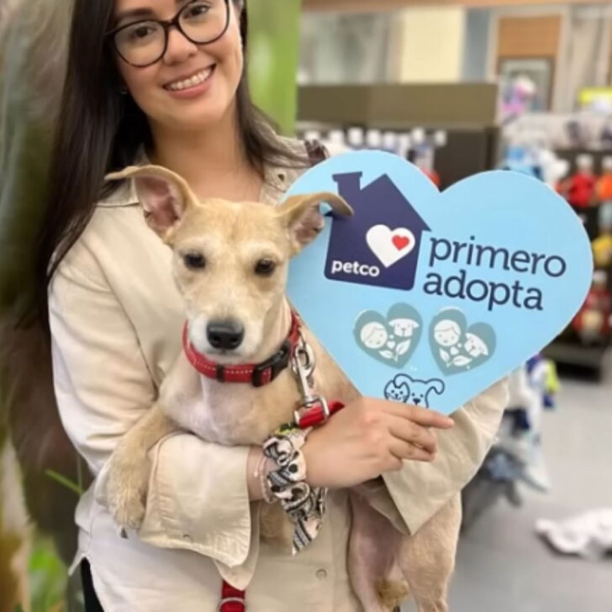 woman and adopted dog