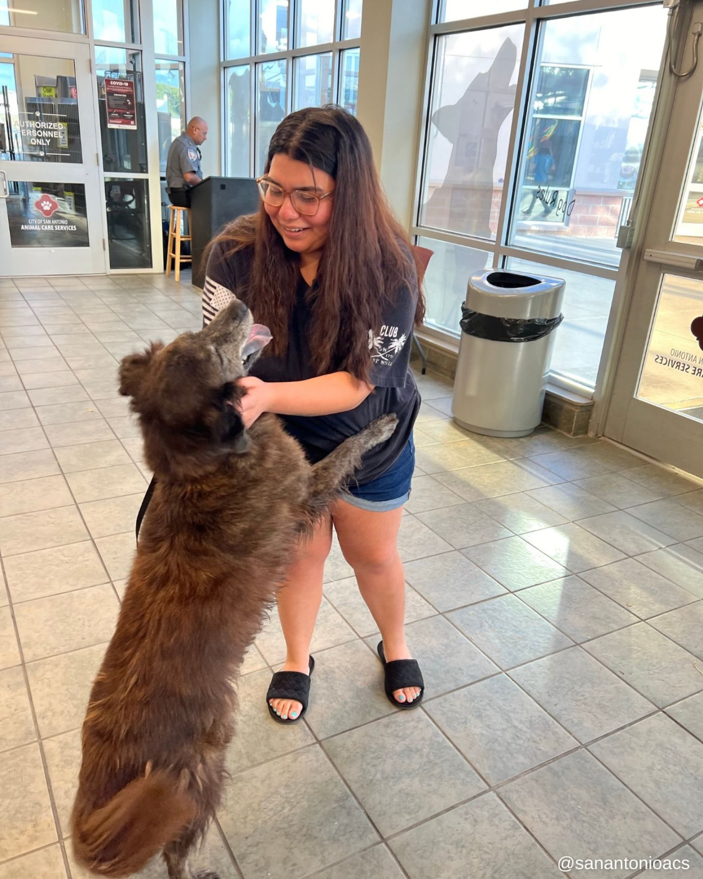 woman playing with dog